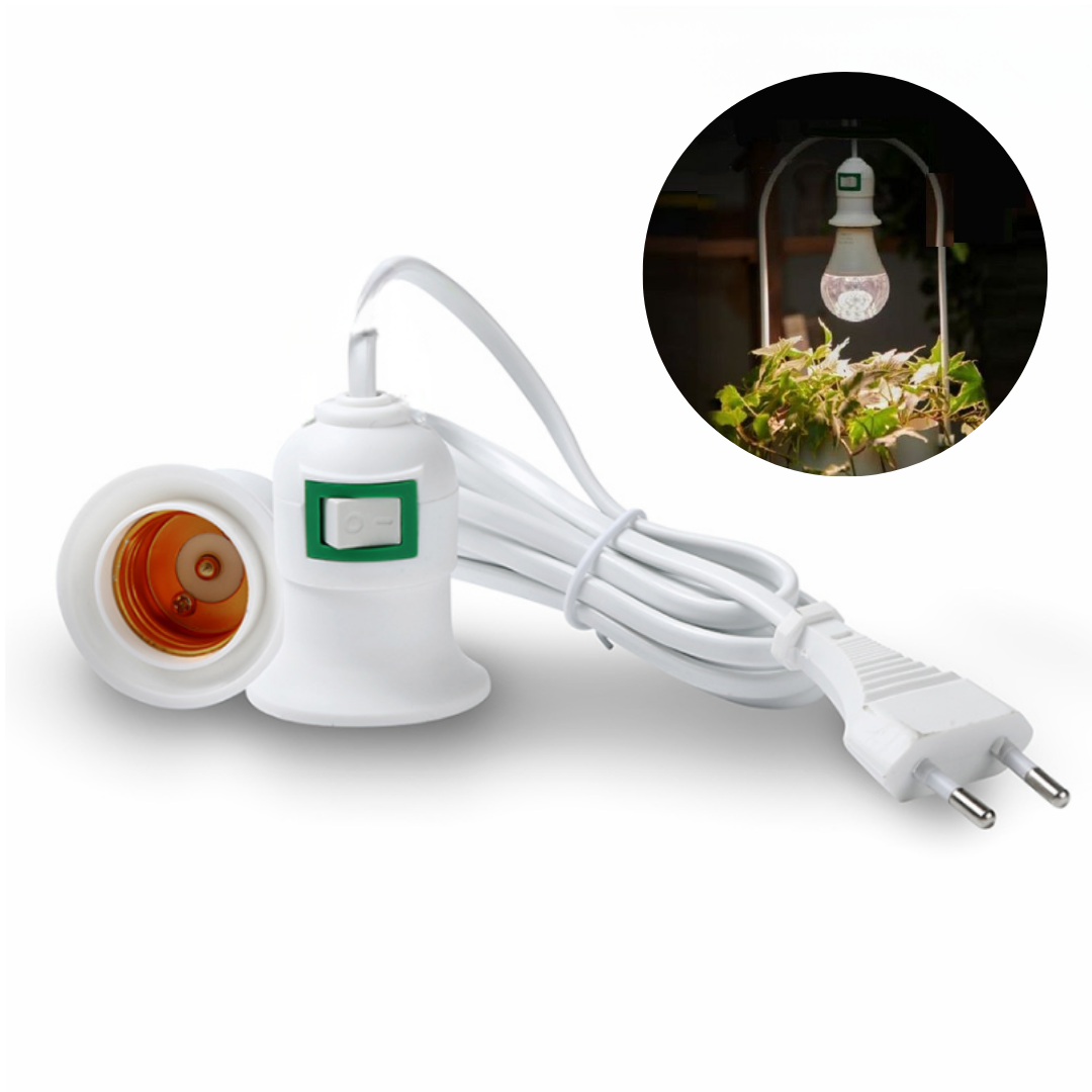 Douille E27 avec Câble et Pied Rond – Support de Lampe avec Interrupteur