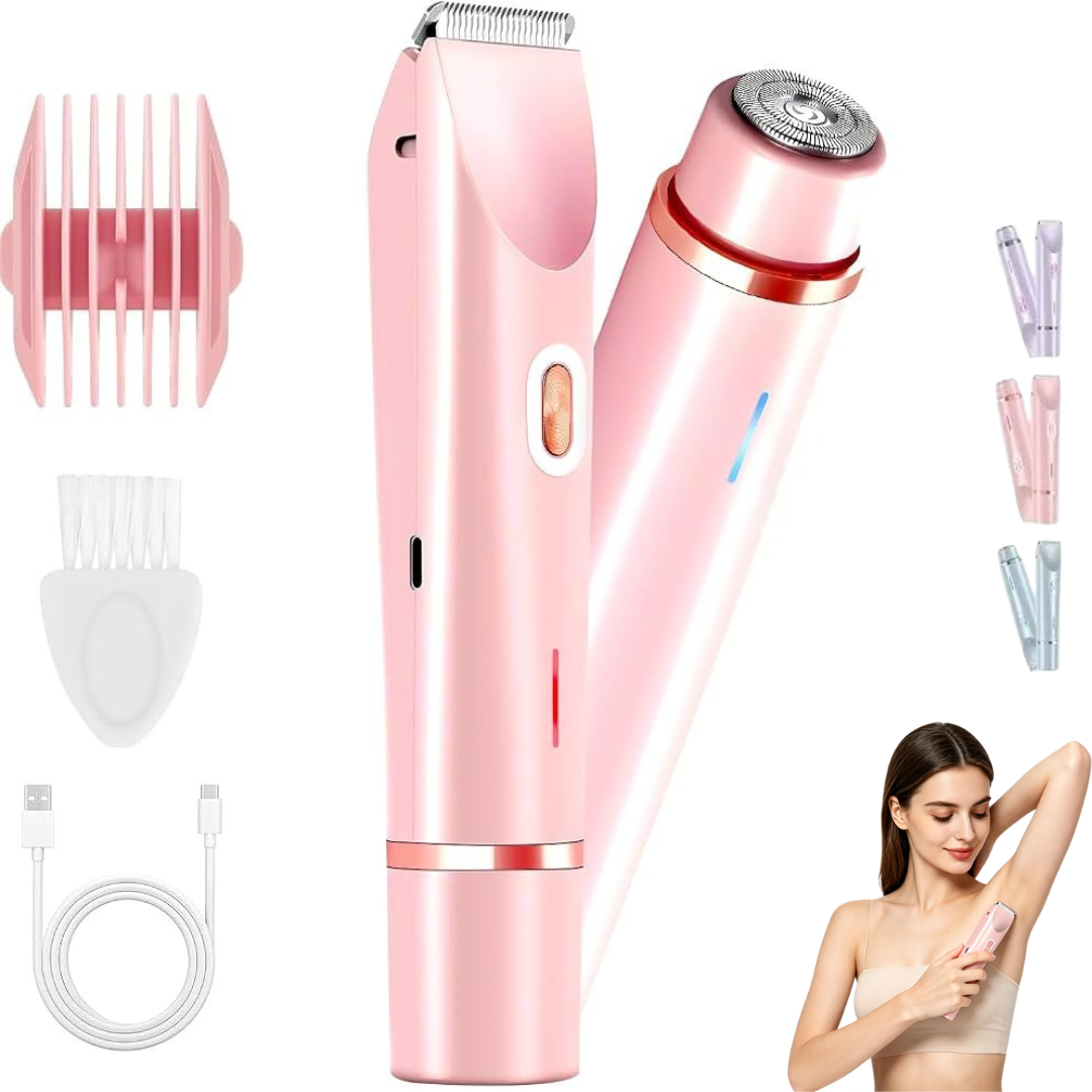 Tondeuse électrique 2-en-1 pour femme – Visage, corps et bikini (couleur aléatoire)
