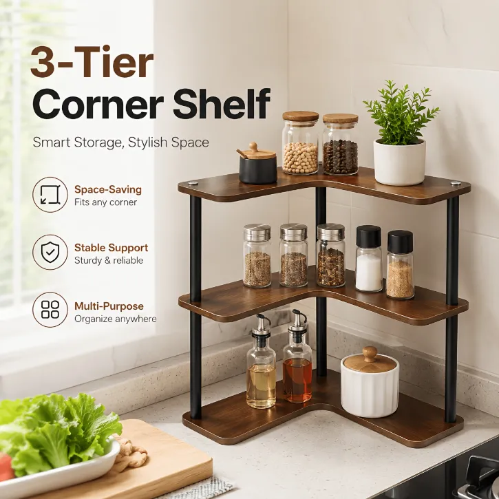 Étagère d’angle multifonctionnelle à 3 niveaux pour la maison