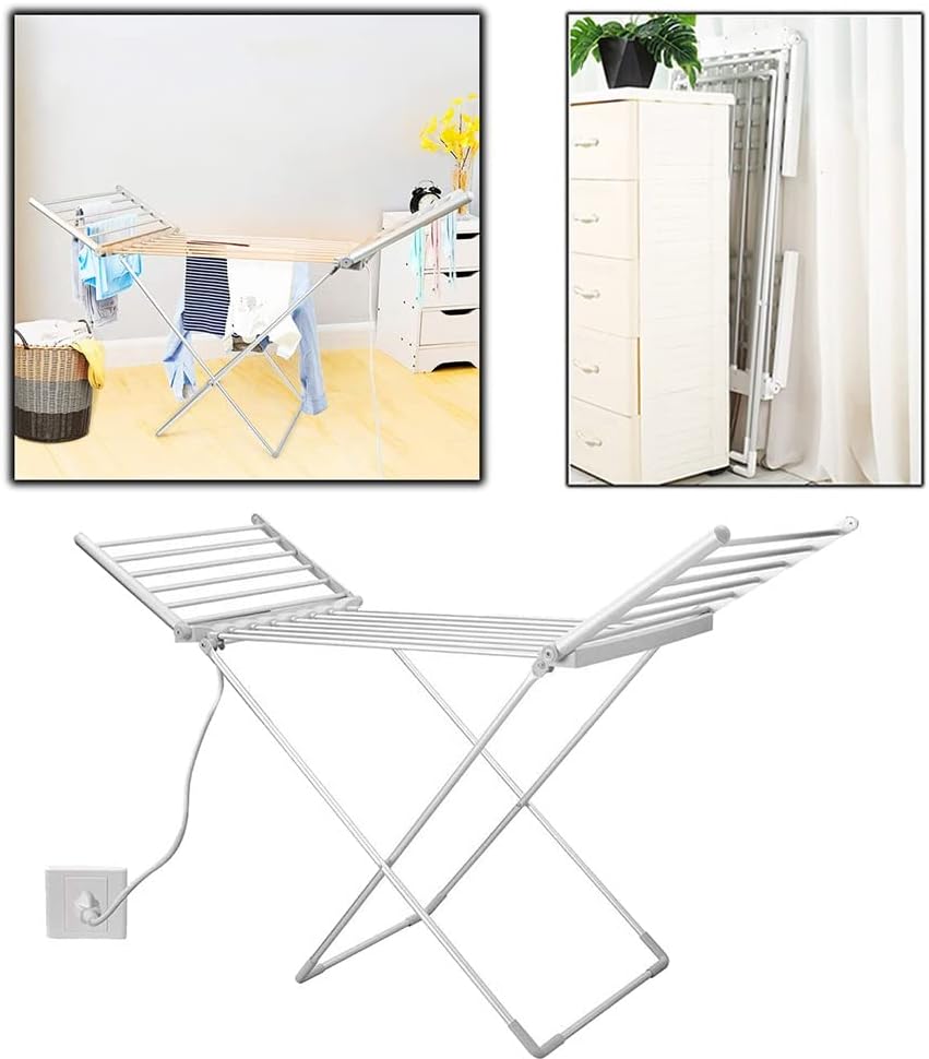 Séchoir à linge électrique intérieur avec ailes dépliables