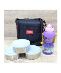 Ensemble de repas sains avec sac, trois boîtes en acier inoxydable et une bouteille